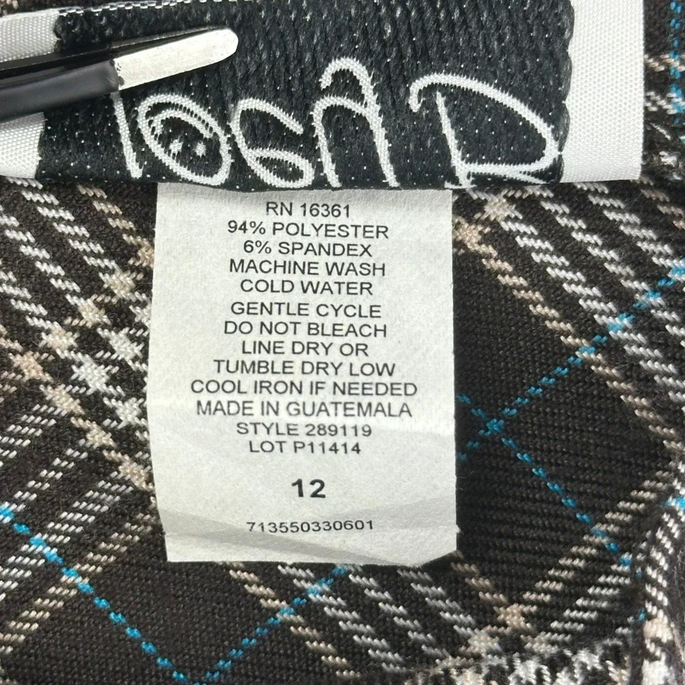 Joey B Skirt Womens 12 Brown Plaid Skater Mini High Rise Preppy Dark‎ Academia